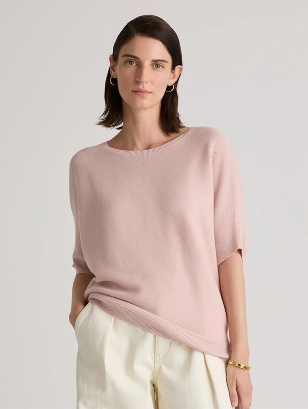 Quince Dolman Sweater Size Small Pink Organic Cotton Blend